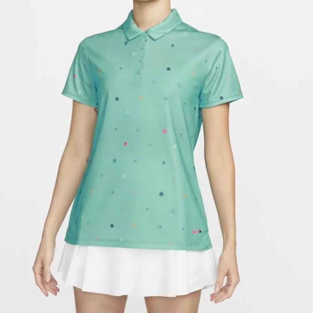 NWT Nike Women's Dri-FIT Victory Printed Golf Tennis or Pickleball Polo Green XL